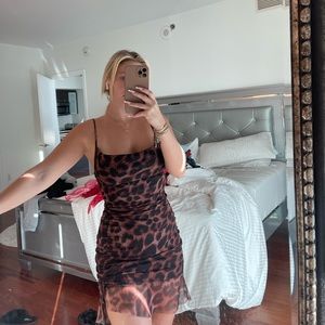 Sexy animal print sleeveless dress